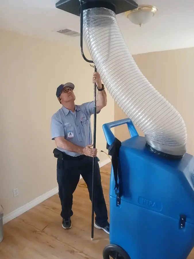 Mini Split Installation technician using HEPA equipment in El Monte